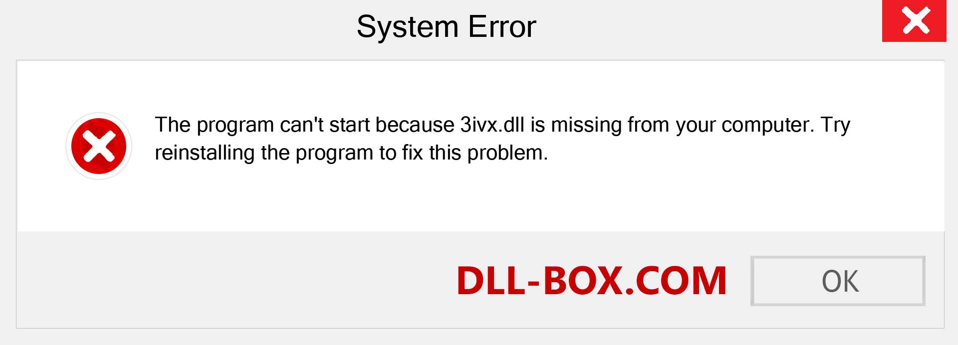  3ivx.dll file is missing?. Download for Windows 7, 8, 10 - Fix  3ivx dll Missing Error on Windows, photos, images